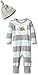 Burt's Bees Baby Boys' Rugby Stripe Organic Thermal Coverall + Hat Set
