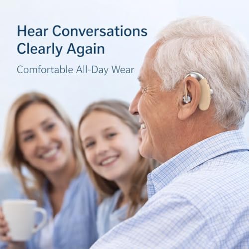 Image of Rechargeable Digital BTE Hearing Aid for Old Age with Type-C Charging for Severe to Profound Hearing Loss - Volume Control | Noise Reduction | Comfort Fit for Adults & Seniors (6 Month Warranty) (Beige, For Single Ear)