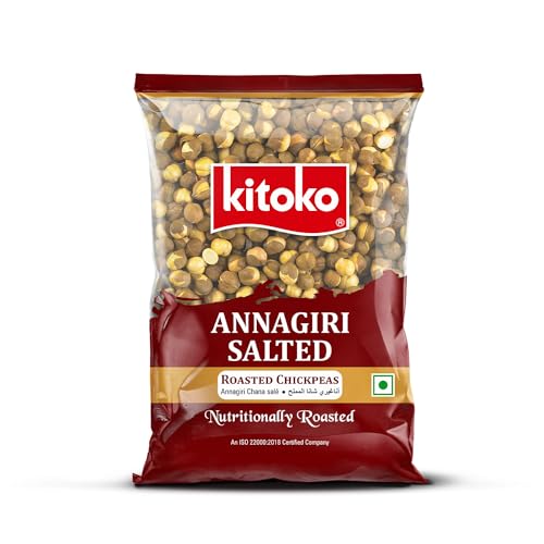 Image of KITOKO FOODS Roasted Annagiri Chana Salted (360gm), Plain Desi Chickpeas With Skin, Bhuna Chana Namkeen Snacks, Organic Khara Daria, Healthy & Gluten-Free (360gm Pack of 1)