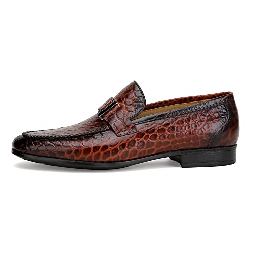 Image of Premium Dress Shoes for Men, Classic Alligator Printed Business Leather Dress Slip on Loafer Shoes for Mens