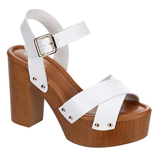 Limelight April - Women's Faux Wooden High Heeled Platform Dress Sandals White, Size 6.0 Medium Width