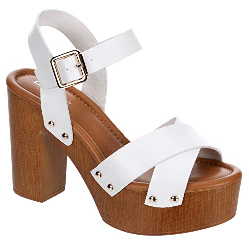 Image of Limelight April Apple - Women's Faux Wooden High Heeled Platform Dress Sandals