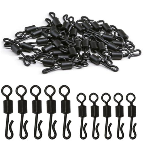 DLPRK 40 pezzi Girelle a Cambio Rapido, Girelle da Pesca con Bottoni a Pressione, Terminale Connettore Girevole a Forma di Q per Carpfishing, Clip da Pesca alla Carpa, Girella per Pesca (15mm/19mm)