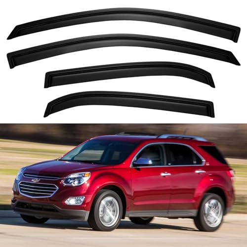 Image of Window Visors Rain Guards for 2010 2011 2012 2013 2014 2015 2016 2017 Chevy Equinox, Out-Channel Window Vent Wind Deflectors Visors Shades for 10-17 Equinox