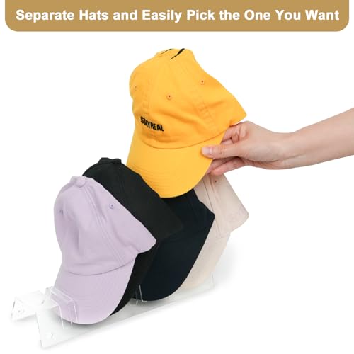 FOLLOWIN Hat Stand Organizer for Baseball Caps,Acrylic Hat Holder for Closet Countertop Display,4 Pack Baseball Caps Display and Organizer,Holds 48 Hats,Clear — view 4