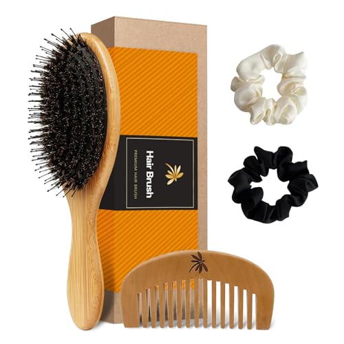 100% Boar Bristle Hair Brush,Hair Brushes for Women & Mens Hair Brush,bamboo hair brush,Restores...