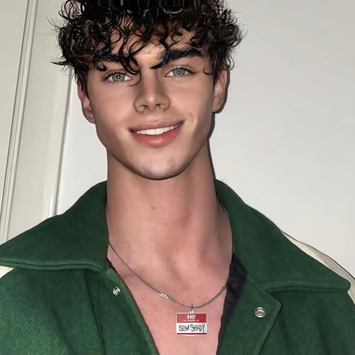 dog tag necklace for men Hip hop necklace versatile accessory titanium steel baked paint ruffian Amu pendant necklace ChainMusic Rap Punk Rock Club Disco length 23.62 inches4