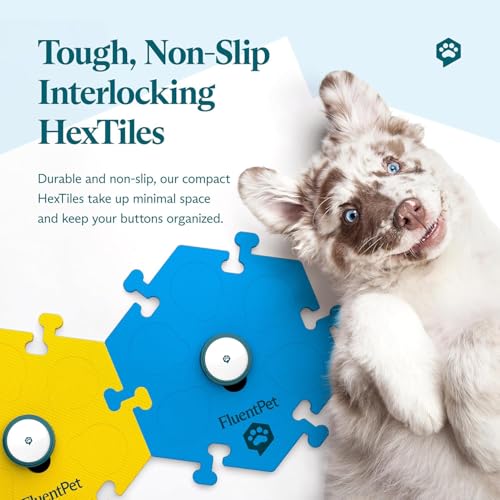 FluentPet Sound Button Tester Kit - Hundetasten für Kommunikation - Kompakte Sprechtasten für Hunde und Katzen - Dog Talking Button Set mit 2 beschreibbaren Tasten und 2 kompakten HexTile Soundboard