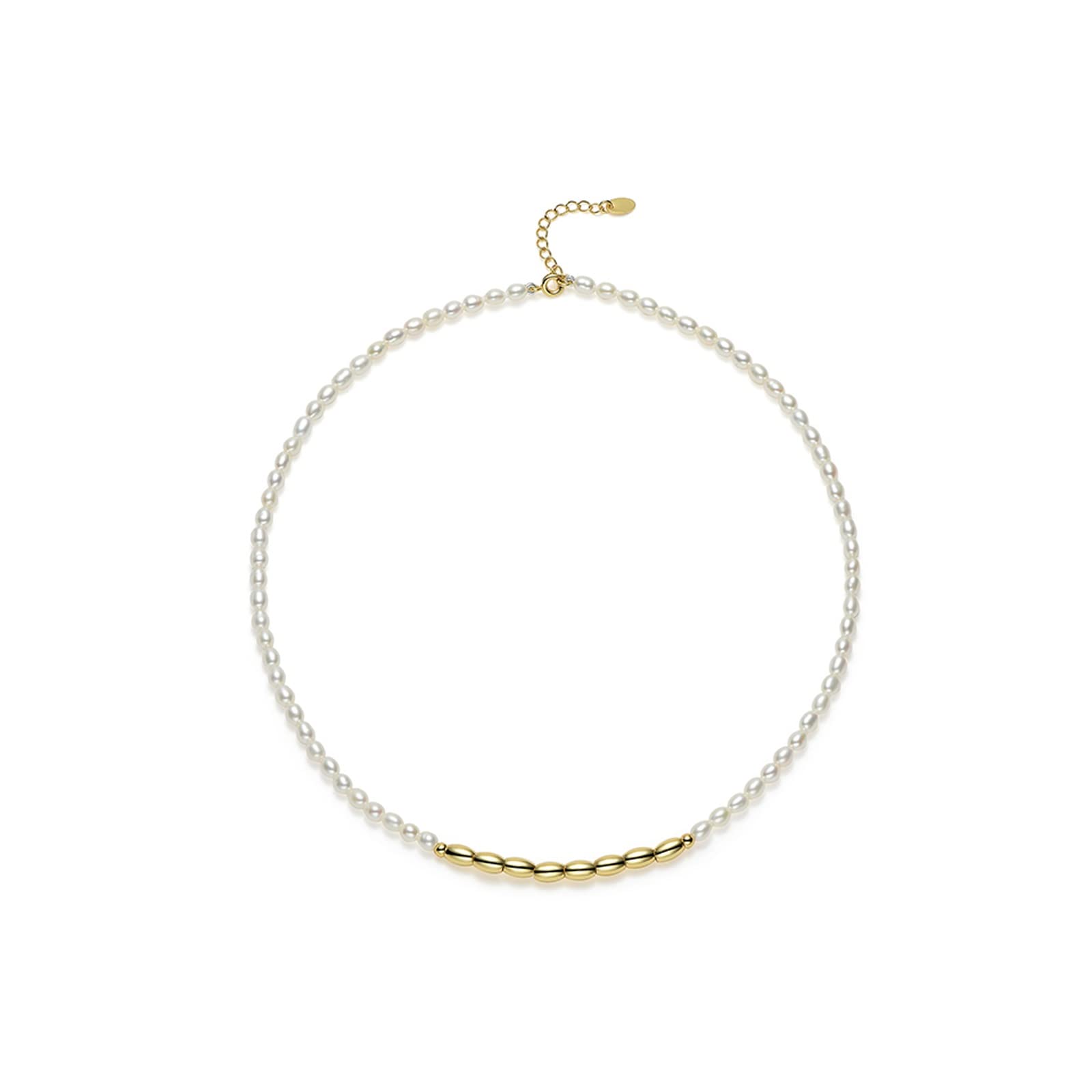 Necklace Freshwater Necklace Alloy 3-4mm Small White Rice Shape Fashion Female Jewelry Gift Simple Necklace