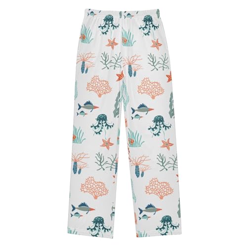 Marine Life Hand Drawn Boys Pants for Kids Jogger Pants with Pockets S-XL