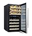 Phiestina Wine Cooler Refrigerator 16 inch Wine Refrigerator 33 Bottles Dual Zones Mini Wine Fridge Auto Defrost Temperature Memory Glass Door 7 Removable Shelves Quiet for Home Bar Office