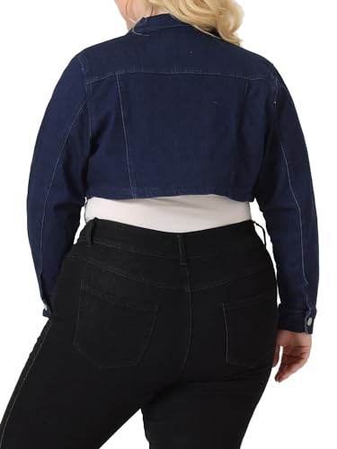 Agnes Orinda Plus Size Denim Jacket for Women Long Sleeve Washed Button Jean Crop Denim Jackets4