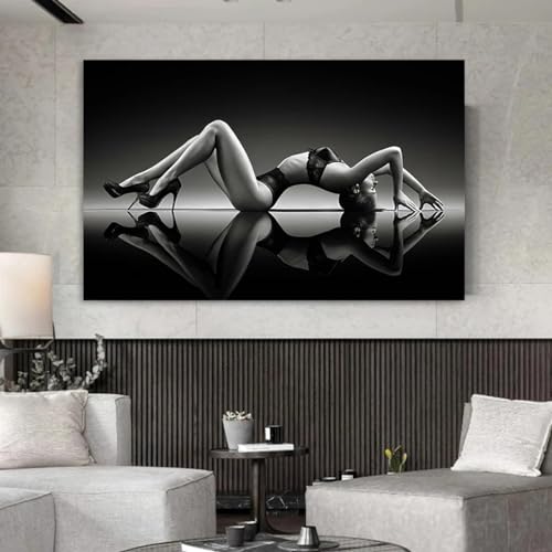 Tableau femme sexy noir et blanc impression haute définition sur toile d'art pour maison