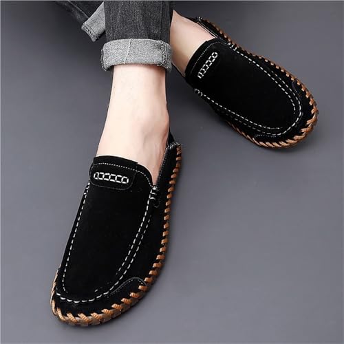 Mens Loafers Slip On Nubuck Leather Round Toe Lightweight Flexible Comfortable Driving Shoes Casual Party2