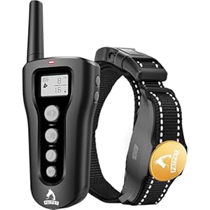 PATPET Dog Shock Collar – Rechargeable Dog Training Collar with Remote for Medium Large Dogs, 3 Training Modes (Beep/Vibration/Shock) IPX7 Waterproof 1000Ft Electric Dog Collar(Black)