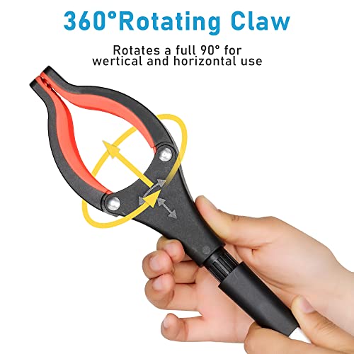 upgrade grabber reacher tool 360 rotating head wide jaw 3234 foldable lightweight trash claw grabbers for elderly reaching tool for trash pick up stick litter picker arm extension orange