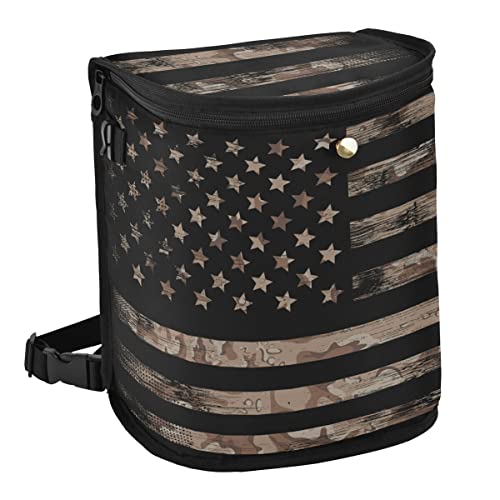 US Flag Camouflage Car Trash Can Hanging Garbage Bags Leak Proof Organizer Dustbin Vehicle Trash Bin Container Waste Basket Car Accessories for SUV Truck Van