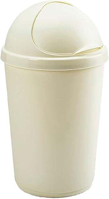 Bullet Bin 50 L with Sliding Lid, Durable Plastic, Waste Disposal, Indoor/Outdoor Use Size: 39 x 39 x 71 cm (Cream)