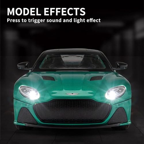 Image of Invite Enterprise 1:22 Big Aston Martin Dbs Diecast Model Metal Pull-Back Car With Sound Light And Opening Doors: A Kids' Toy Vehicle Gift (1:24 Aston Martin Dbs - Green)