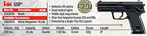 Hk Heckler & Koch Usp Co2 Powered 6Mm Bb Pistol Airsoft Gun, Standard Action, Black #TOP4