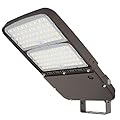 Xbuyee 300W LED Parking Lot Light with Dusk to Dawn Photocell, Outdoor Dimmable Area Lights with Trunnion Mount, 39000LM 5000K Daylight 100-277V IP65, Power Selectable (300W/240W/200W) ETL