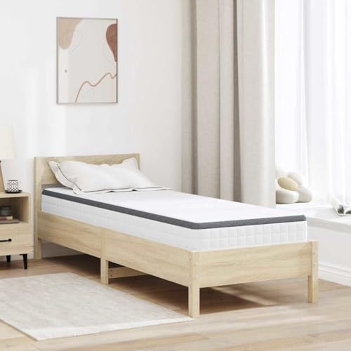 zylophax Bonnell Colchón de muelles de 70 x 200 cm, de suavidad media, color blanco y gris, duradero para dormir de lado, dormitorio moderno, espuma de poliuretano, alivia la presión, transpirable