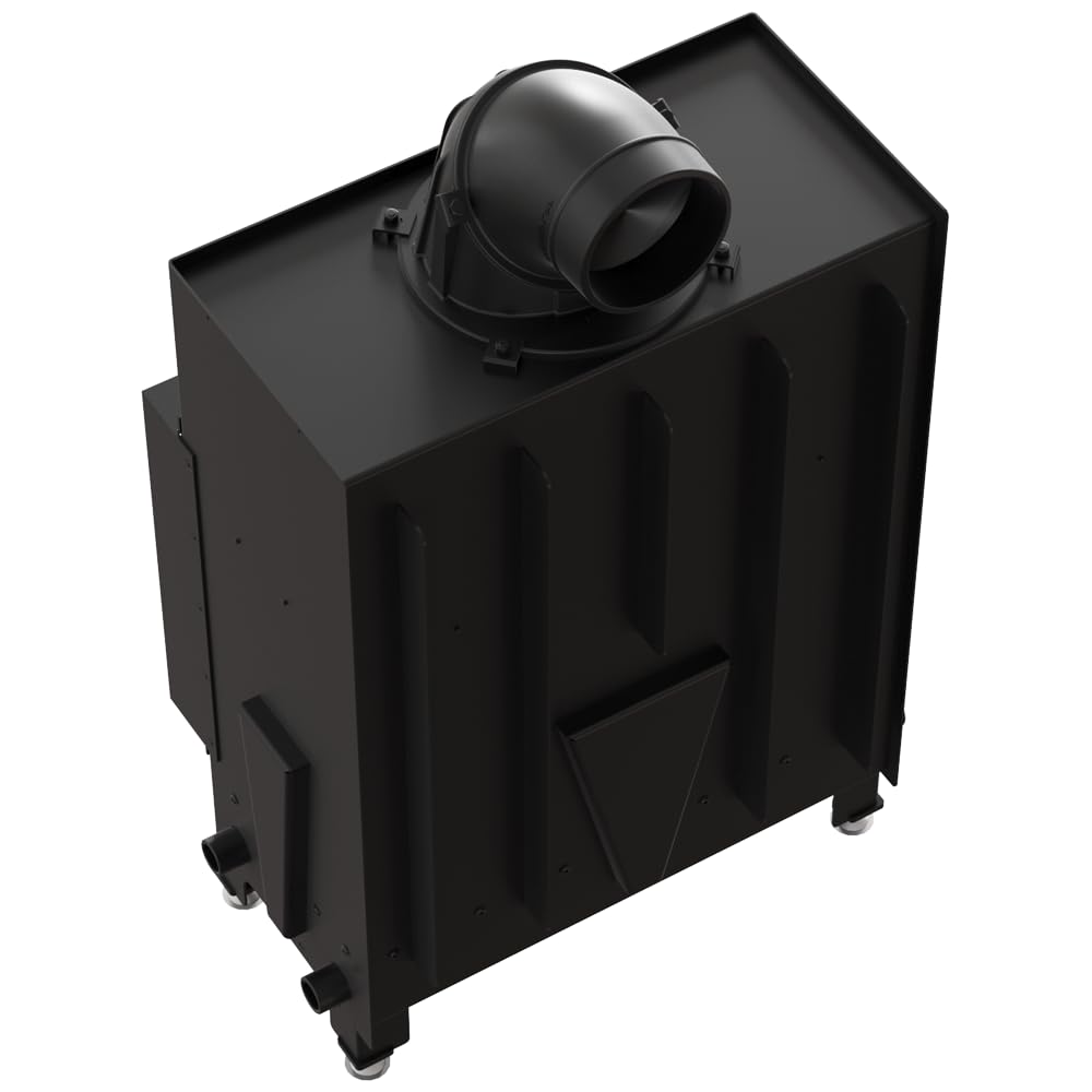 KRATKI Inserto per camino in acciaio a legna FLOKI 8 kW Ø160 frontale A S | Acciaio nero, efficienza 79,7%, classe A. Ecodesign, BImSchV 2; per recupero calore.; combustione efficiente; basse emissioni