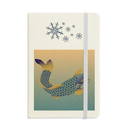 Carnet épais motif poissons bleus flocons de neige journal de bord rigide A5