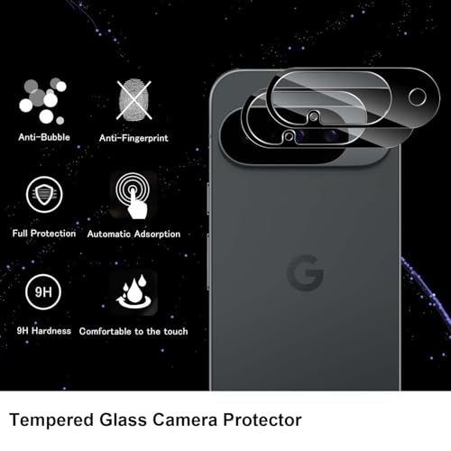 Image of PreCure (4 Pack) Camera Lens Protector for Google Pixel 10 - 9H Tempered Glass, Anti-Scratch, HD Clarity, Case Friendly, Easy Installation - Black