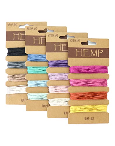 QWORK® 16 Colors Thread Cord, Flax String Cord Natural Twine String for Bracelets Keychains Craft Making (80 Yards in Total)