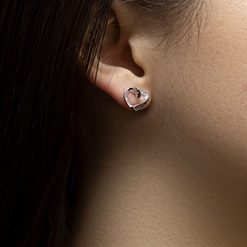 Boucles d'oreilles cœur or blanc 9ct et diamant noir d'exception - 5