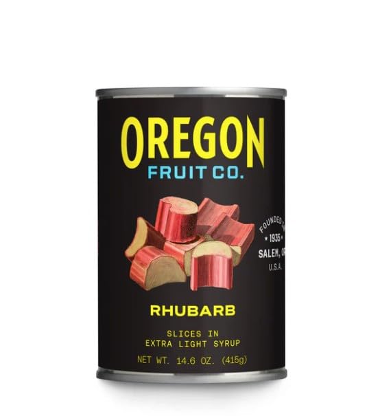 Oregon Fruit Rhubarb in Extra Light Syrup (Value Pack of 4) 14.6 oz Cans – Premium Canned Fruit for Baking, Desserts, Pies & Recipes, Made in Oregon