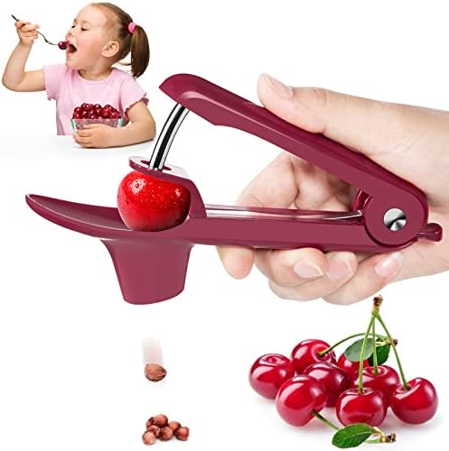 Cherry Pitter Tool, Quick Release Cherry Pitter Olive Pitter Tool Cherry Depitter Making Fresh Cherries,Cherries Jam,Cherry Seed and Stoner Remover Pitter Tool with Space-Saving Lock Design