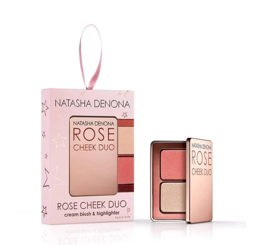Natasha Denona Mini Rose Cheek Duo - Ornament (Cream Blush & Highlighter) + Bonus Premium Korean Hydrating Sheet Masque