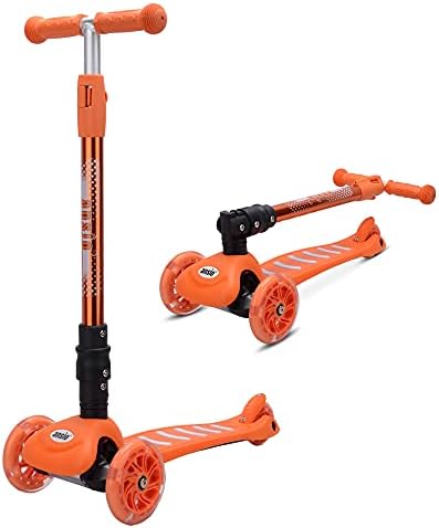 ANSIO Scooter for Boys and Girls, 3 Wheel Kids scooter, Toddler scooter with Adjustable Height, Kick Scooter, Multi-coloured LED Light Up Wheels, Aged 3 to 9 years