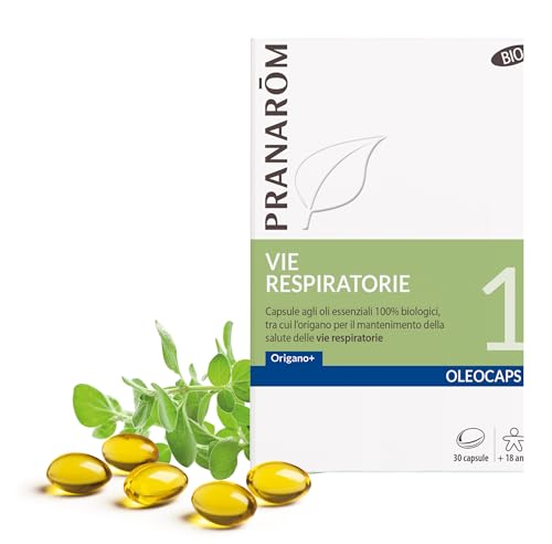 PRANARÔM - Oléocaps 1 -Vie Respiratorie - Con Oli Essenziali Mirati - Origano Comune e Limone - 100% Naturale e Biologico - OECT - 30 Capsule Pre-dosate