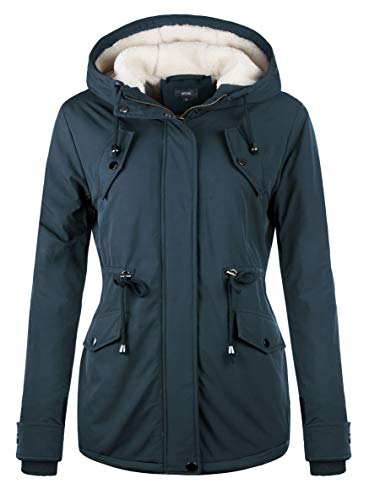 NUTEXROL Women's Winter Thicken Hooded Sherpa Lined Parka Military Anorak Jacket Warm Short Cotton Coats for Women