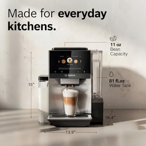 Bosch Fully Automatic Coffee and Espresso Machine - 36 Drinks, Double Cup Barista Style Super Coffee Maker - Touchscreen, Large Bean Capacity - Easy Clean, Maintenance - Silver - TQU60307 - Image 12