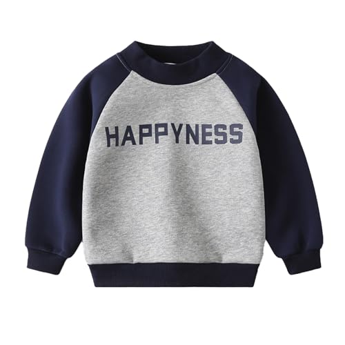 Boys Pullover Fleece Boys' Fall Long Sleeve Happyness Printed Padded Sweatshirt Black Zip Hoodie Jacket