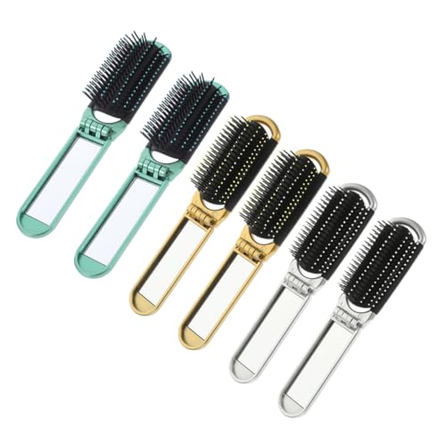 TOGEVAL 6個折りたたみ式ヘアブラシ ミラー付き 携帯用 ミニヘアブラシ もれをほぐす設計 旅行 お泊まり用 素材 耐久性