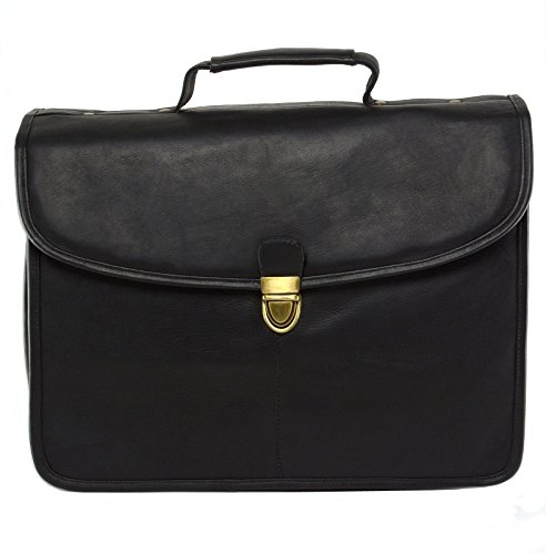 Hammer Anvil Belen Genuine Leather Flapover Dress Briefcase 1 Year Warranty BLK