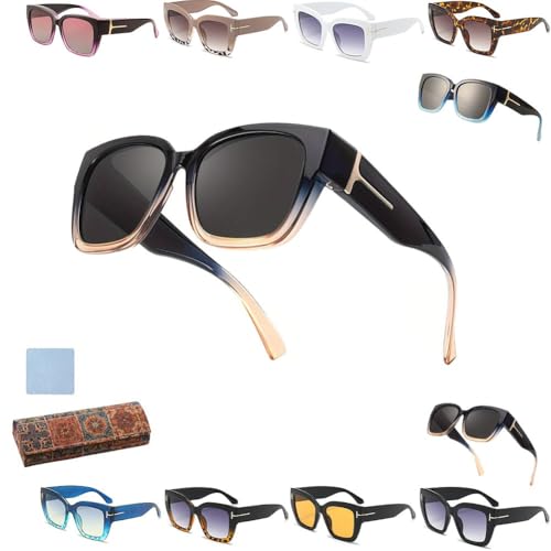 Myliia Eyewear, Fit Overs Glasses Sunglasses Women Trendy Retro Oversized Frame Polarized Fitover Sunglasses Unisex