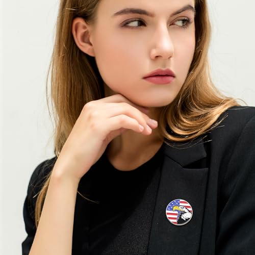 Image of Rhinestone Brooch Pins for Women, Vintage Crystal Enamel Brooches, American Flag Pin Patriotic Lapel Pins Gift for Suit Clothes Bag Accessories