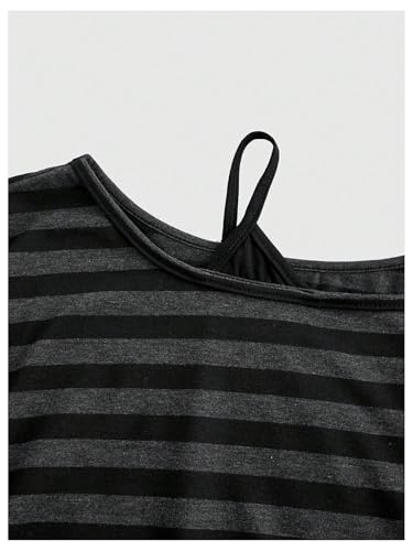 SHENHE Women's Oversized Gothic Grunge T Shirt Off Shoulder Striped Dolman Sleeve Y2k Tee Shirt3