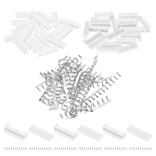 Image of sourcing map 20 Set JST- PH 2.0 mm Pitch Connector Kit, 11 Pin Male Female Sockets Housing Adapter Plug Terminal Electronic Computer Connector Kit for Board Cable Assembly, White