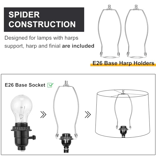 Image of Black Lamp Shades Set of 2, 11.6 inchTop x 12.6 inchBottom x 9.8 inchHigh Medium | Drum Lamp Shades for Table Lamps Floor Lamps Wall Lamps, Replacement Lampshades, Spider, Harp Holders Included, Easy Assembly