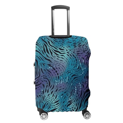 Blue Zebra Print Luggage Cover, Washable Elastic Suitcase Cover Protector Fit 18-32 Inch Luggage4