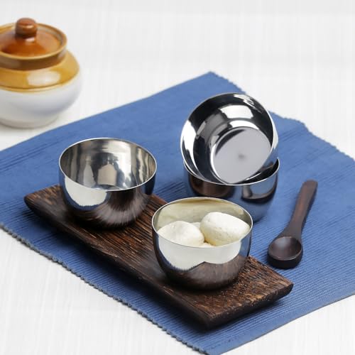 Image of Kraft Premium Stainless Steel Bowl Set of 6-250 ml | Nesting Serving & Storage Bowls for Snacks | Mirror Finish Heavy Gauge Vati | Food Grade katori for Ice Cream, Dessert | BPA Free, Rust-Proof