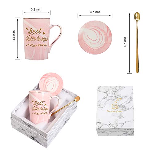 Best Sister In Law Ever Mug Best Sister In Law Ever Gifts From Sister Brother In Law Sister In Law Gifts For Sister In Law From Sister In Law Brother In Law 14 Ounce Pink With Gift Box Spoon Coaster #TOP5