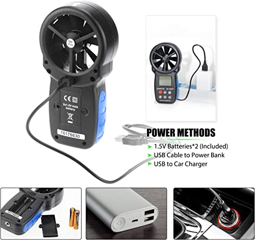 AIOMEST Bluetooth Anemometer Windmessgerät mit App, Portable Luftgeschwindigkeit Messgerät AI-100APP mit Data Logger, RLT-Anlage Windmesser Luftstrommessgerät Tragetasche